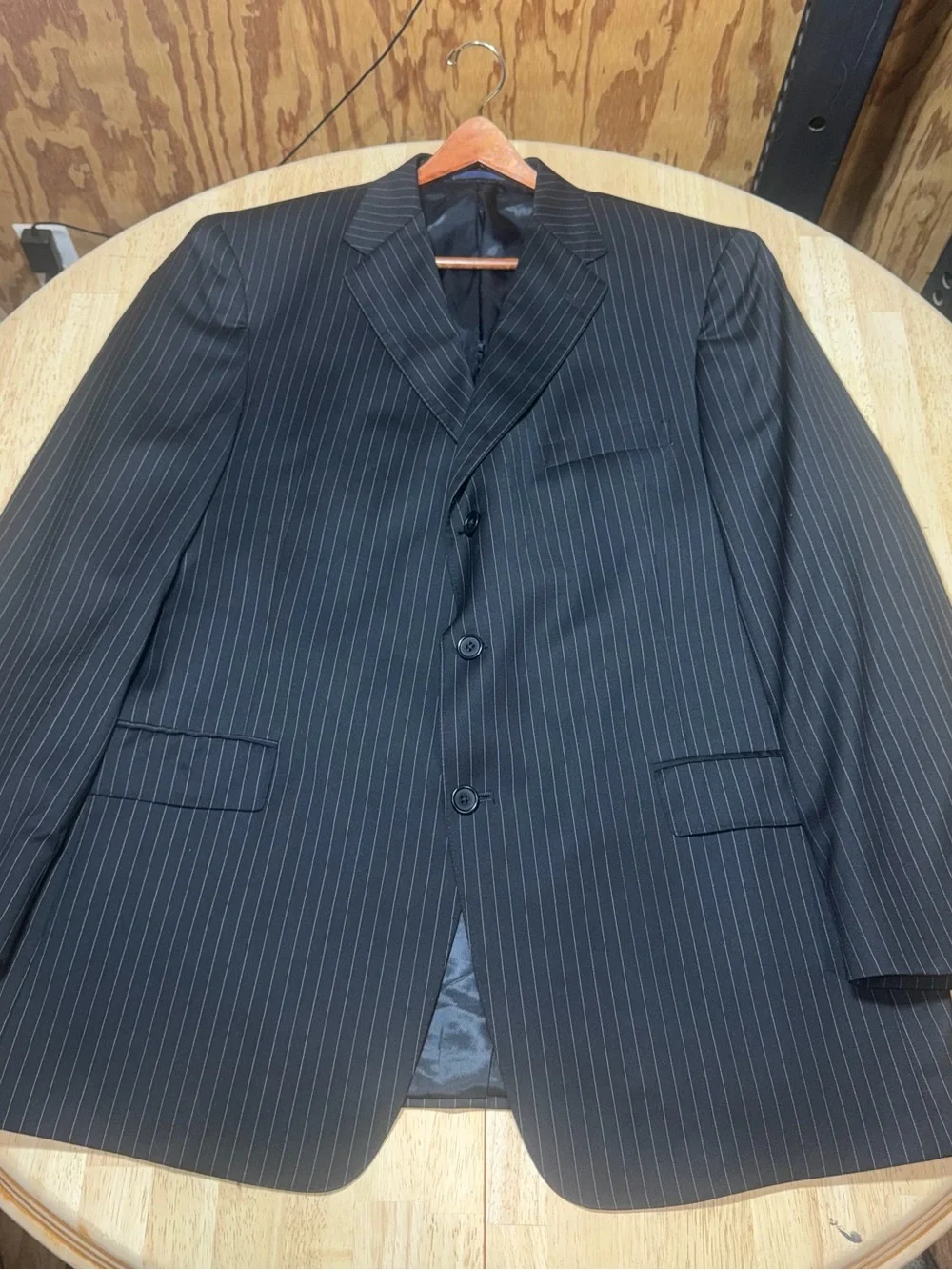 LORO PIANA Super 120 Daniel Cremieux Men 46R Sport Coat Black Stripe Wool Blazer